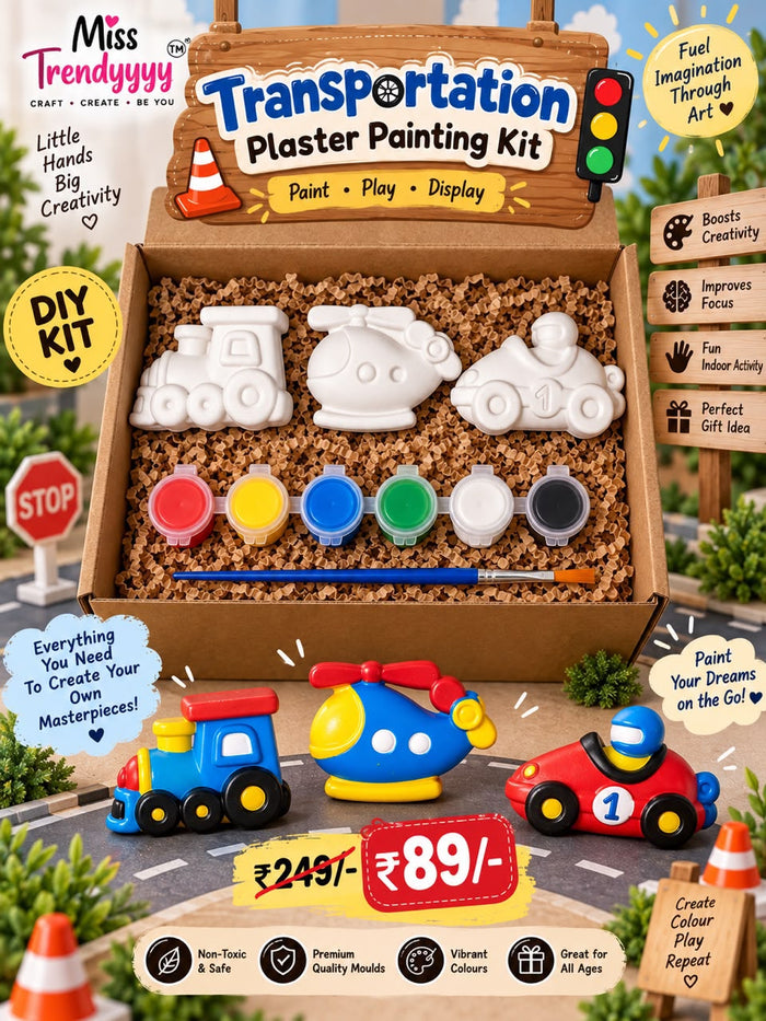 Transportation DIY Painting Kit – Paint Your Own Train, Helicopter & Race Car