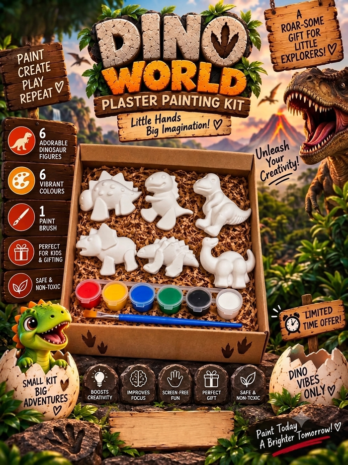 Dino World DIY Painting Kit – Paint Your Own 6 Dinosaurs