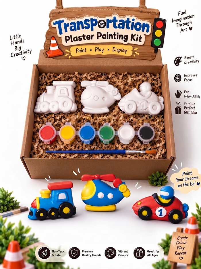 Transportation DIY Painting Kit – Paint Your Own Train, Helicopter & Race Car