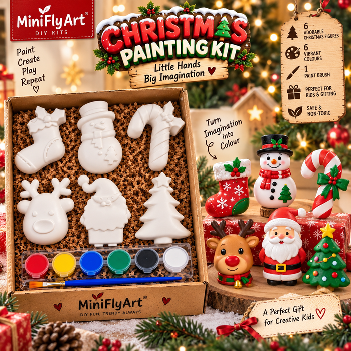 Christmas DIY painting kit with six festive plaster mouldings