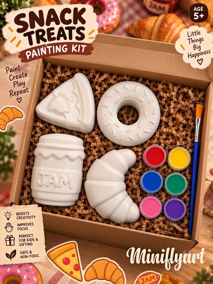 Snack Treats DIY Painting Kit – Paint Your Own Pizza, Donut & Croissant