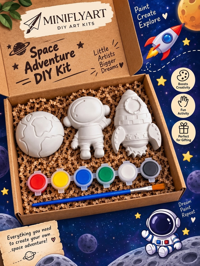 Space Adventure DIY Painting Kit – Paint Your Own Astronaut, Rocket & Earth